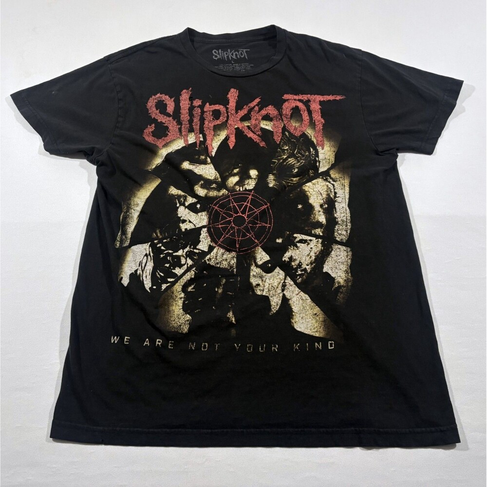 Slipknot T-Shirt Mens Black Short Sleeve We Are Not Your Kind Band Tee Sz L Hole
